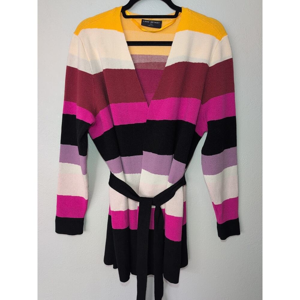 Lane Bryant Women's‎ Belted Colorblock Cardigan Sweater Size 14/16